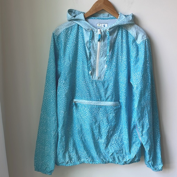 chubbies Mens Packable Hooded Windbreaker Fanny Pack Belt Bag Blue White Size S - Picture 1 of 12